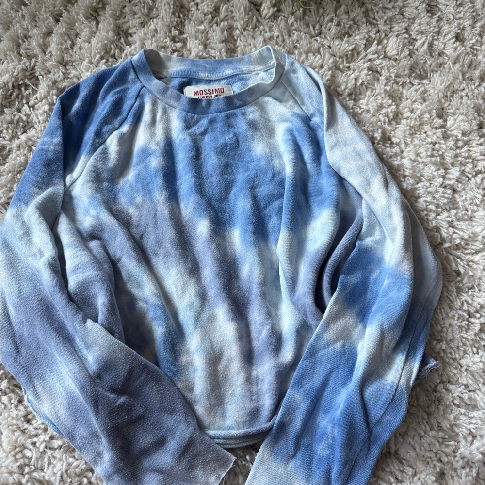 Mossimo Supply Co. Tie-Dye Blue and White Long Sleeve Tee